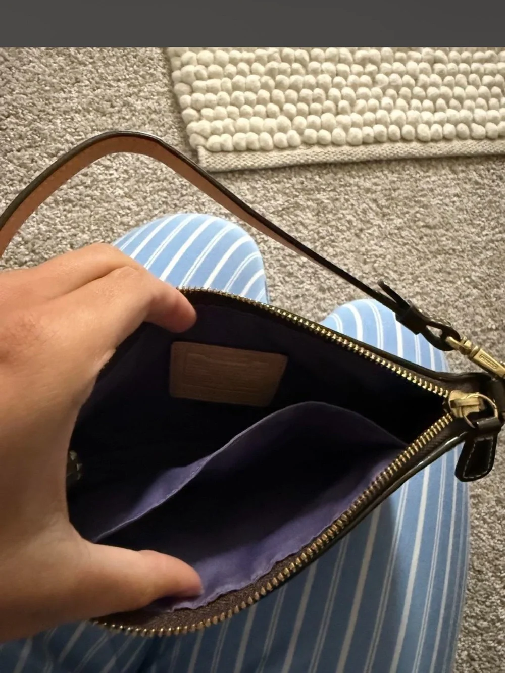 Vintage Coach Patchwork Bag in Brown, Purple & Gold Accents